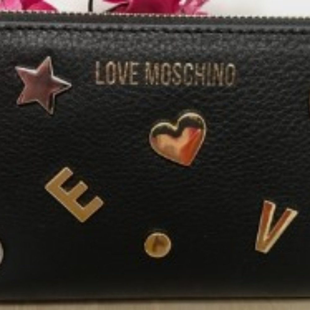 Black Leather Wallet with L O V E symbols